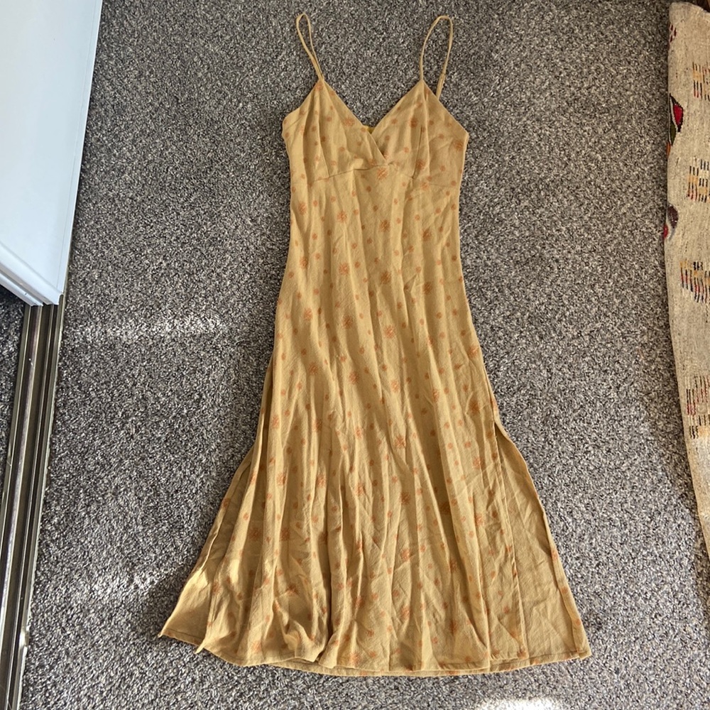 Tan Yellow Boho Dress with Slits